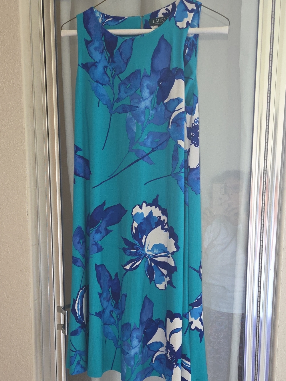 Lauren Ralph Lauren Women Turquoise & Royal Blue Floral Dress.